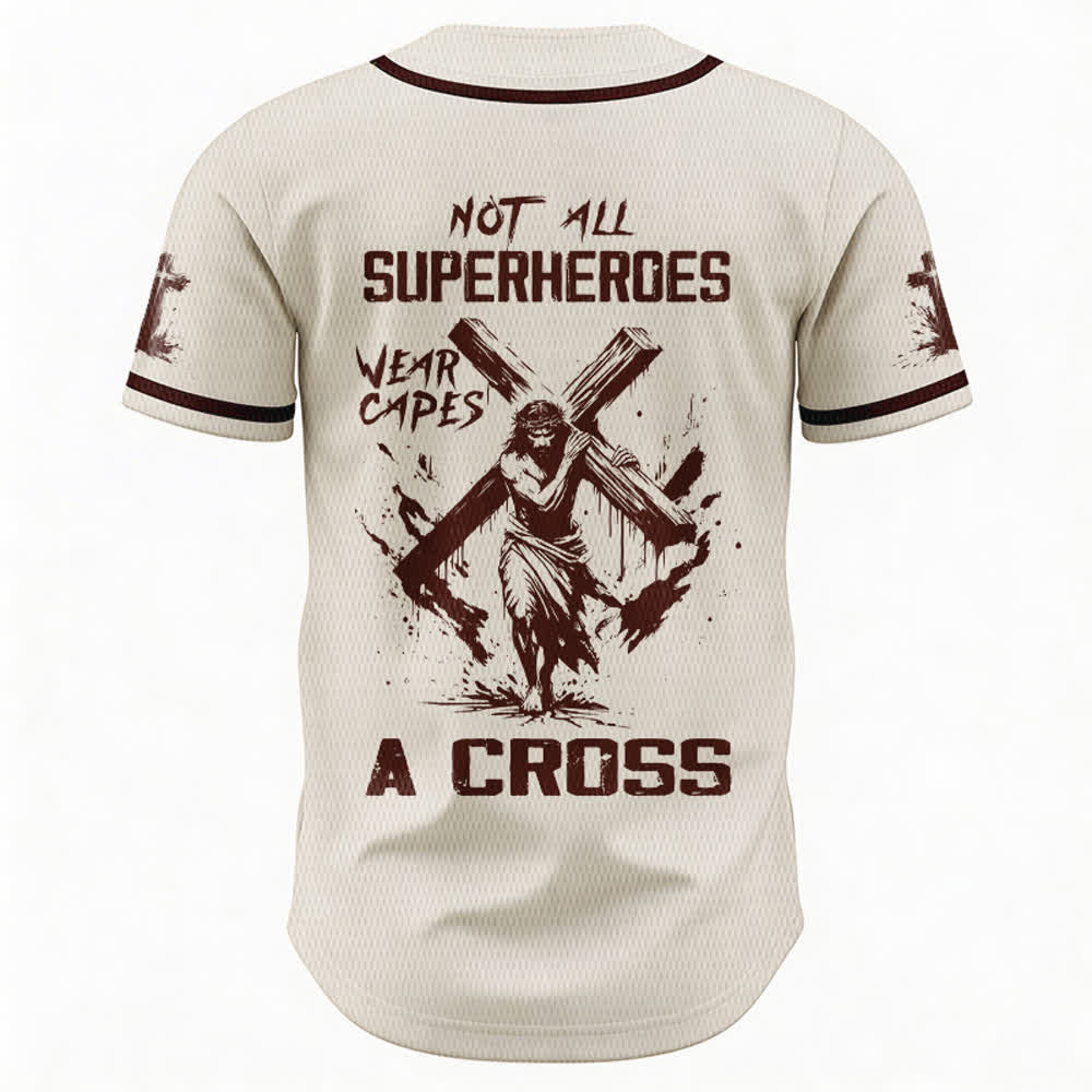 Christianartworkshop Non tutti i supereroi indossano mantelli Maglia da baseball unisex con croce - image 50