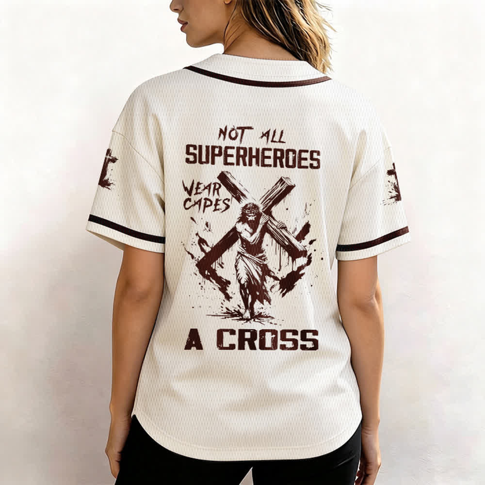 Christianartworkshop Non tutti i supereroi indossano mantelli Maglia da baseball unisex con croce - image 52