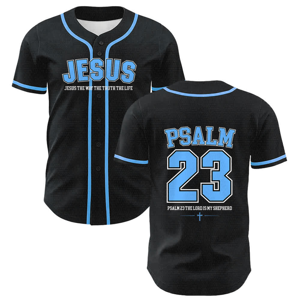 Christianartworkshop Gesù Salmo 23 Il Signore è il mio pastore Maglia da baseball unisex - Blu - 5XL - image 3