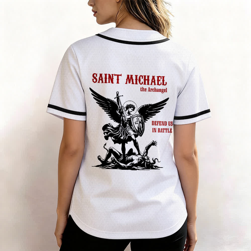 Christianartworkshop Maglia da baseball unisex con la scritta "San Michele Arcangelo, difendici" - image 5