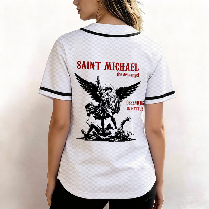 Christianartworkshop Maglia da baseball unisex con la scritta "San Michele Arcangelo, difendici" - image 5