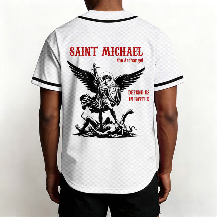 Christianartworkshop Maglia da baseball unisex con la scritta "San Michele Arcangelo, difendici" - image 3
