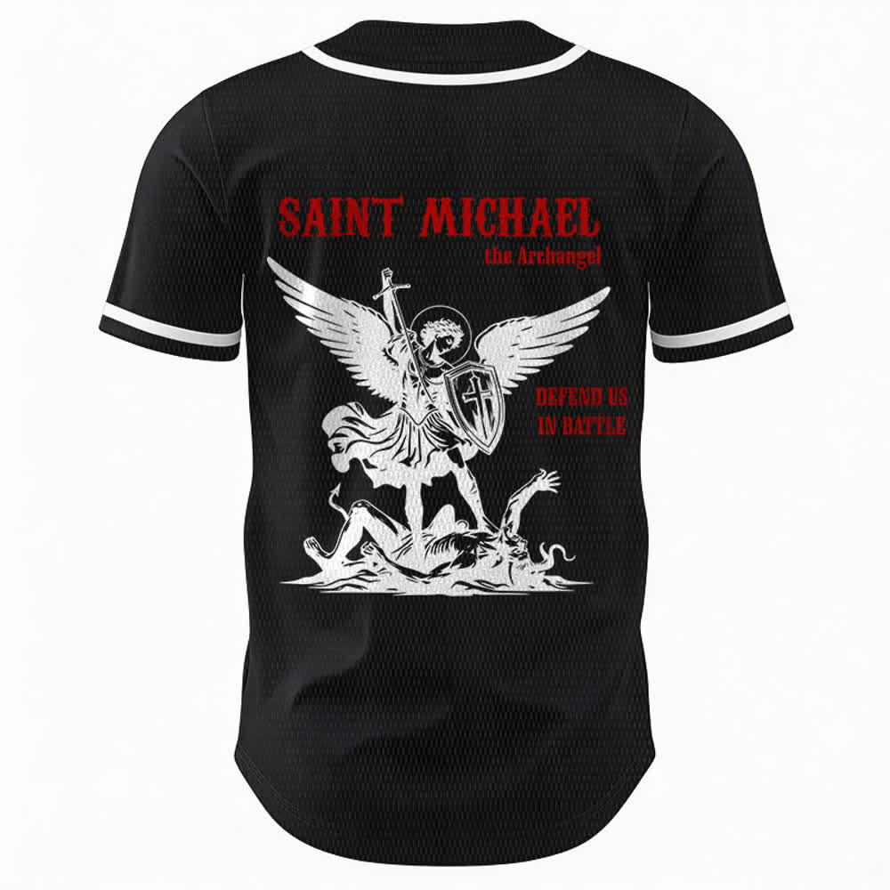 Christianartworkshop Maglia da baseball unisex con la scritta "San Michele Arcangelo, difendici" - image 8