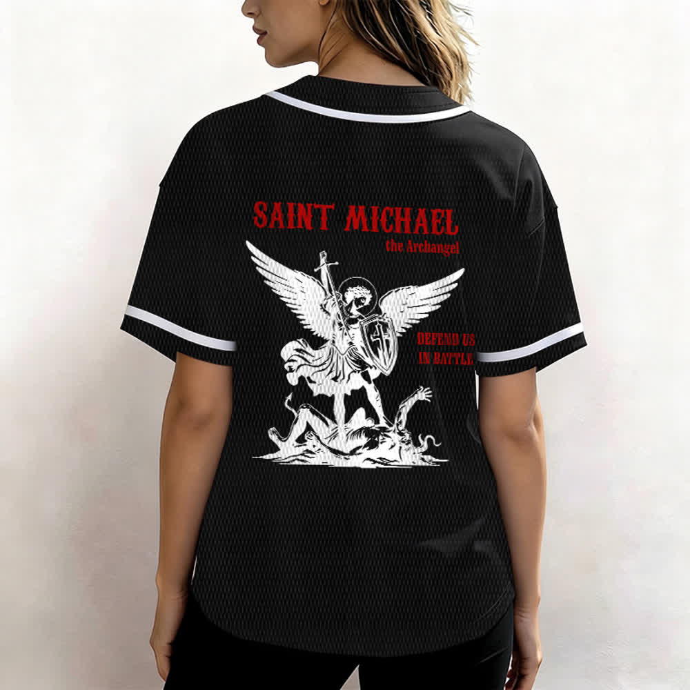 Christianartworkshop Maglia da baseball unisex con la scritta "San Michele Arcangelo, difendici" - image 10