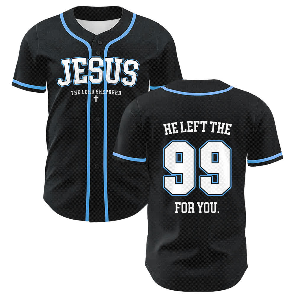 Christianartworkshop Maglia da baseball unisex "Gesù ha lasciato il 99 per te" - Blu - 5XL - image 3