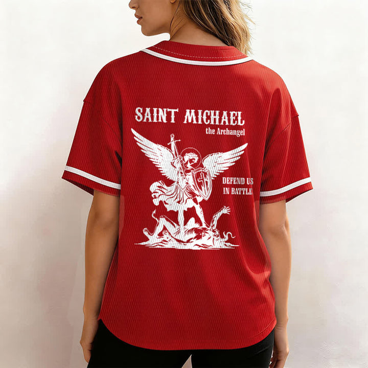 Christianartworkshop Maglia da baseball unisex con la scritta "San Michele Arcangelo, difendici" - image 17