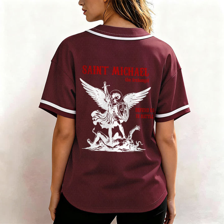 Christianartworkshop Maglia da baseball unisex con la scritta "San Michele Arcangelo, difendici" - image 24