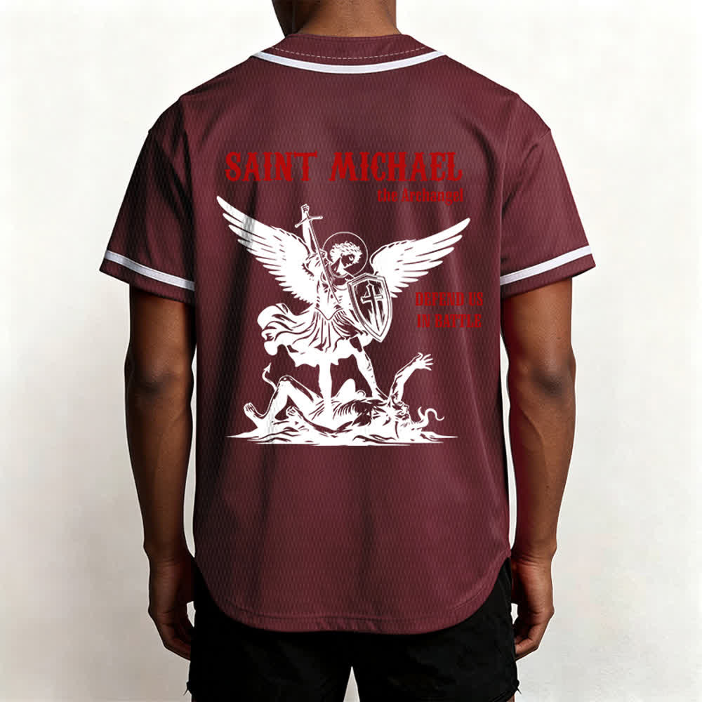 Christianartworkshop Maglia da baseball unisex con la scritta "San Michele Arcangelo, difendici" - image 26