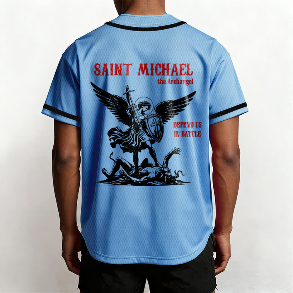 Christianartworkshop Maglia da baseball unisex con la scritta "San Michele Arcangelo, difendici" - image 31