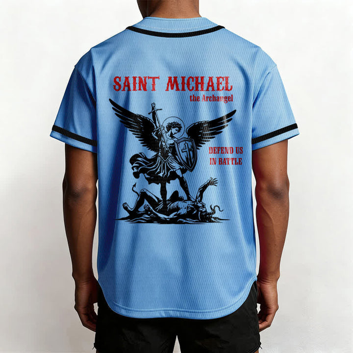 Christianartworkshop Maglia da baseball unisex con la scritta "San Michele Arcangelo, difendici" - image 31