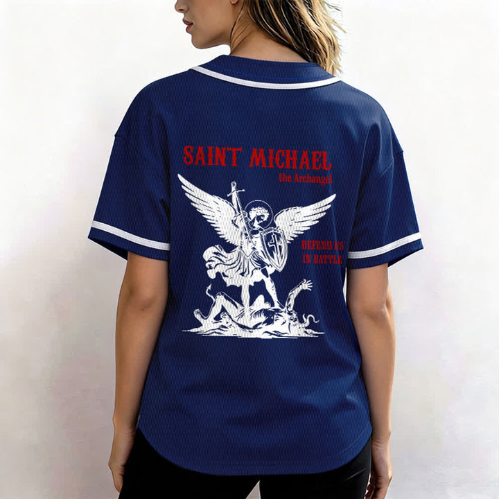 Christianartworkshop Maglia da baseball unisex con la scritta "San Michele Arcangelo, difendici" - image 38