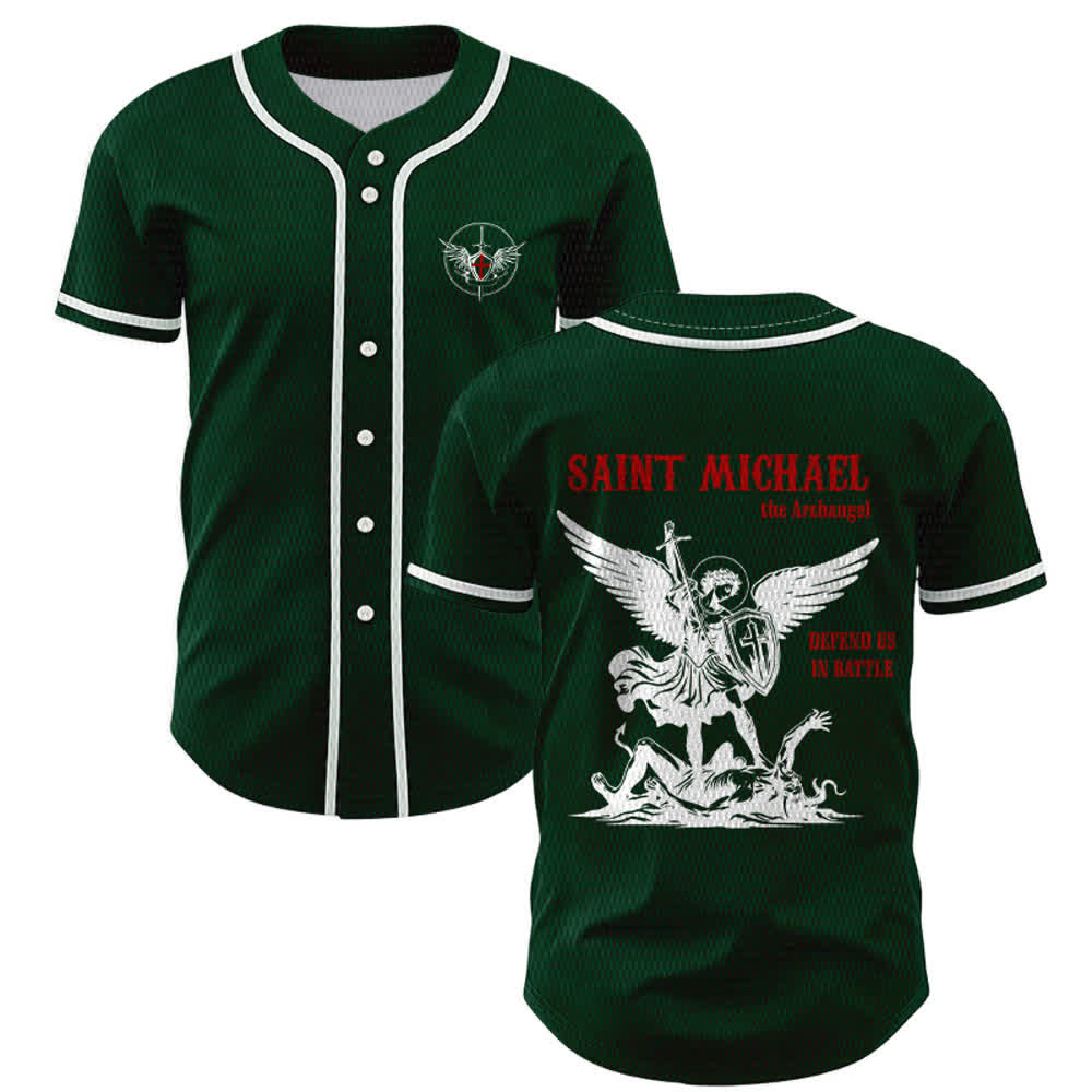 Christianartworkshop Maglia da baseball unisex con la scritta "San Michele Arcangelo, difendici" - Verde - 5XL - image 42