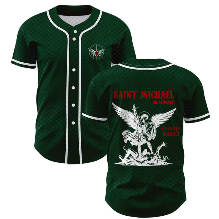 Christianartworkshop Maglia da baseball unisex con la scritta "San Michele Arcangelo, difendici" - Verde - 5XL - image 42