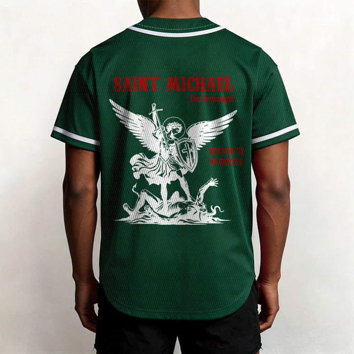 Christianartworkshop Maglia da baseball unisex con la scritta "San Michele Arcangelo, difendici" - image 46