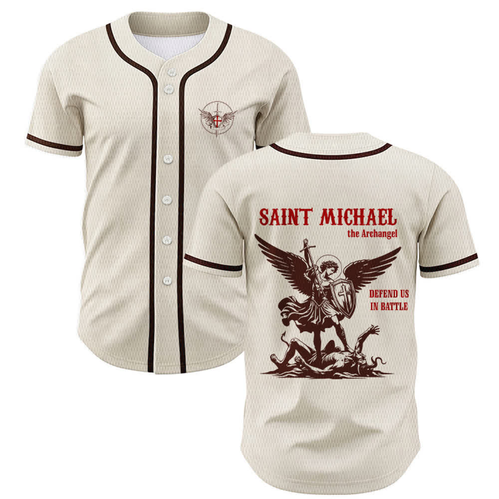 Christianartworkshop Maglia da baseball unisex con la scritta "San Michele Arcangelo, difendici" - Albicocca - 5XL - image 49
