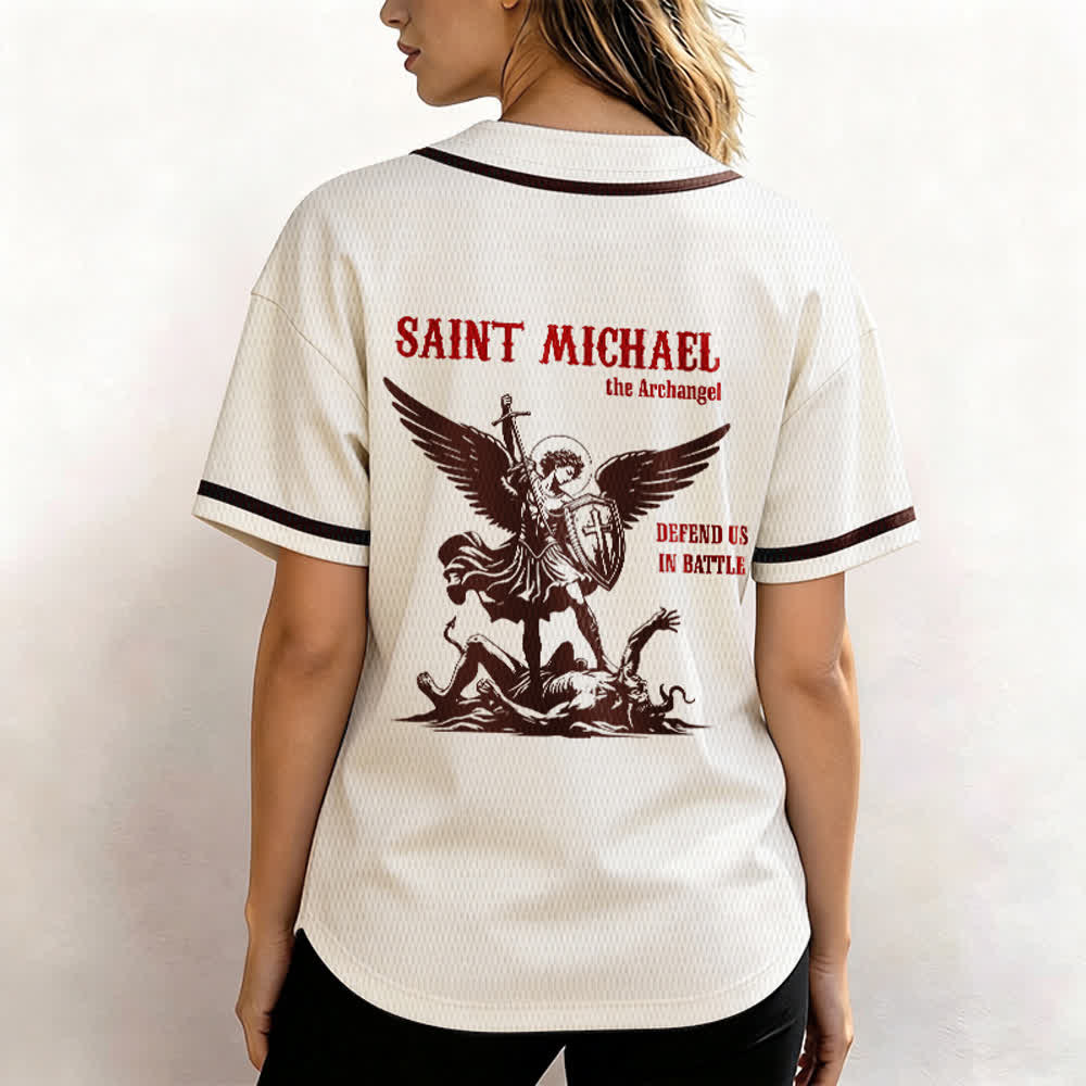 Christianartworkshop Maglia da baseball unisex con la scritta "San Michele Arcangelo, difendici" - image 51