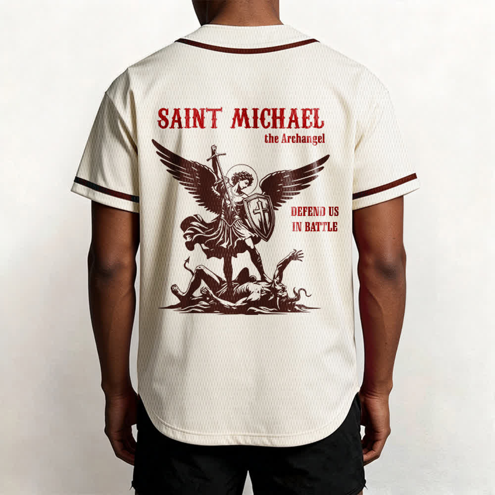 Christianartworkshop Maglia da baseball unisex con la scritta "San Michele Arcangelo, difendici" - image 54