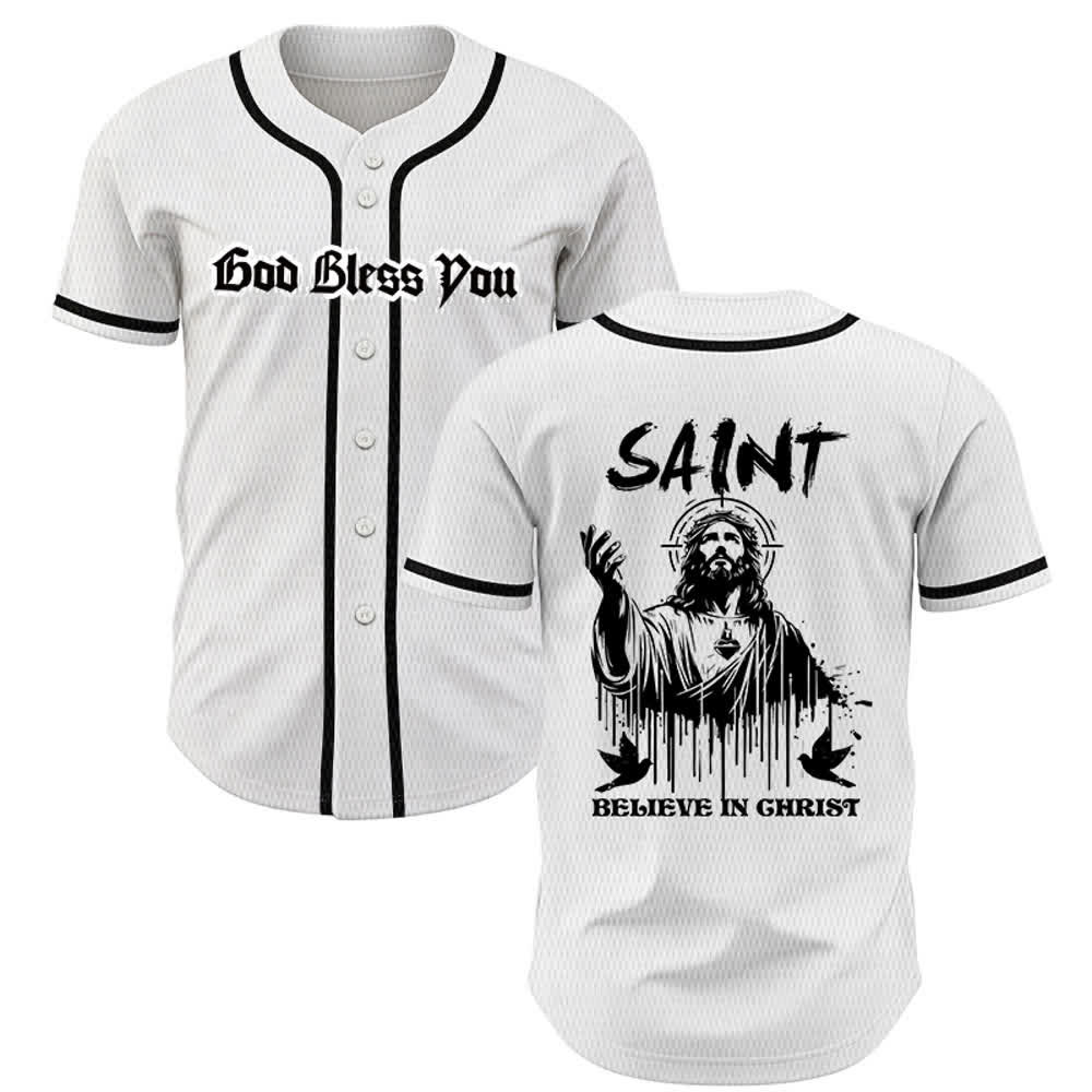 Christianartworkshop Maglia da baseball unisex "Saint Believe In Christ" - Bianco - 5XL - image 0