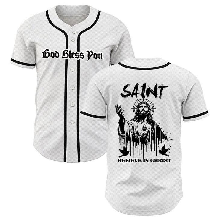 Christianartworkshop Maglia da baseball unisex "Saint Believe In Christ" - Bianco - 5XL - image 0