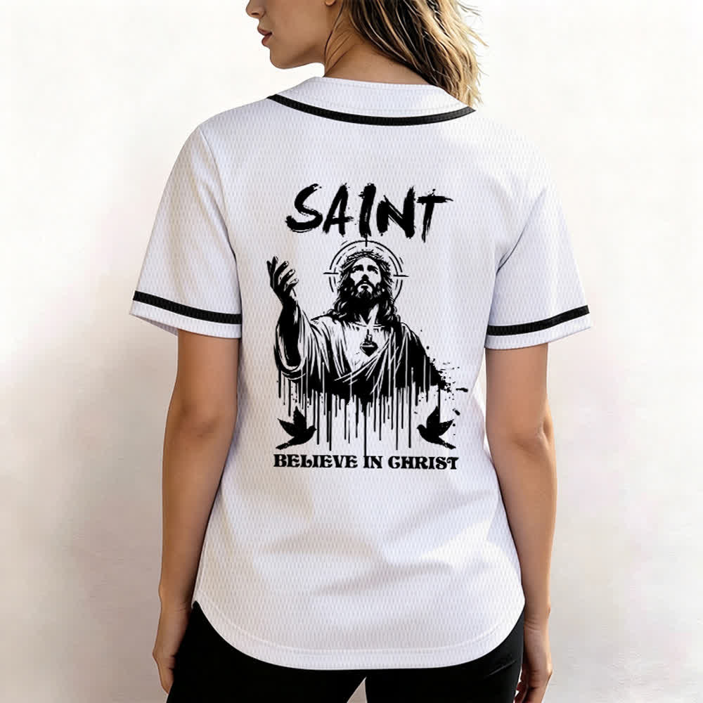 Christianartworkshop Maglia da baseball unisex "Saint Believe In Christ" - image 3