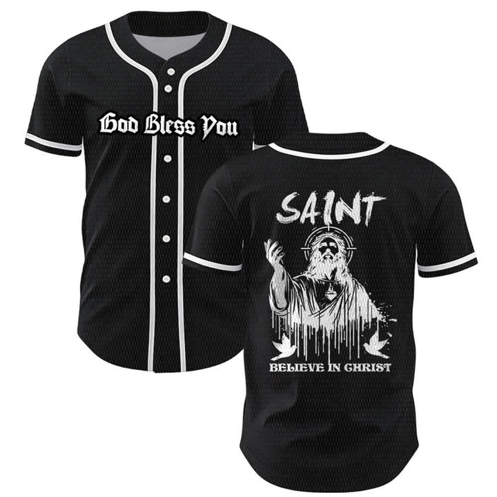 Christianartworkshop Maglia da baseball unisex "Saint Believe In Christ" - Nero - 5XL - image 7