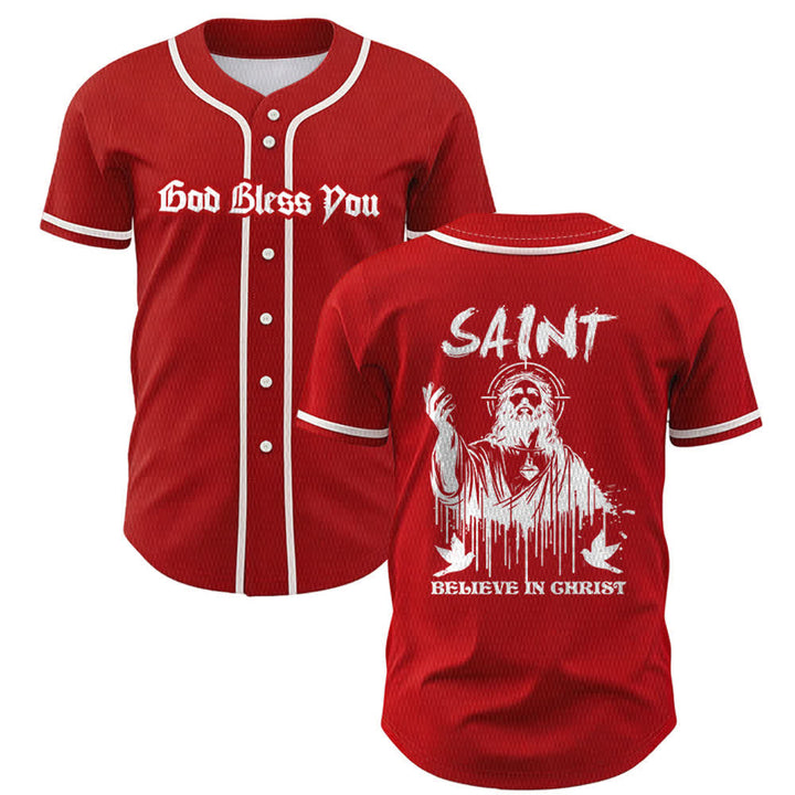 Christianartworkshop Maglia da baseball unisex "Saint Believe In Christ" - Rosso - 5XL - image 14