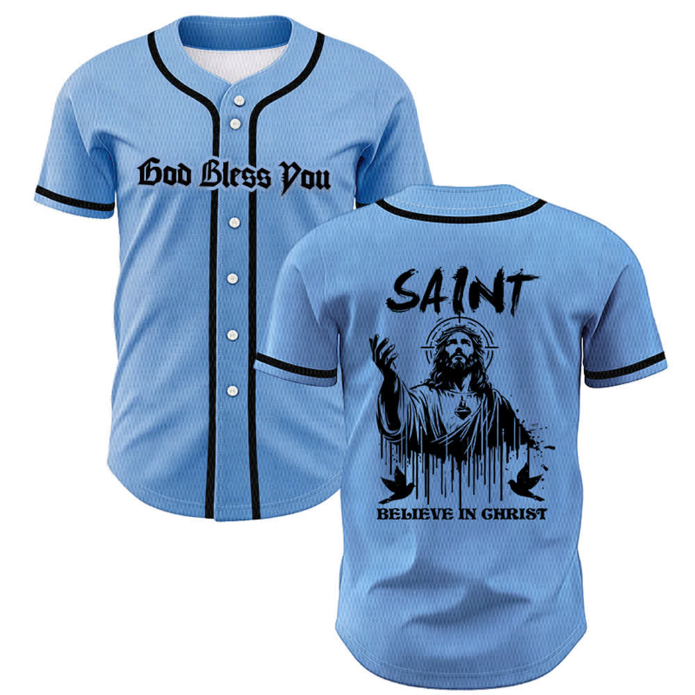 Christianartworkshop Maglia da baseball unisex "Saint Believe In Christ" - Blu - 5XL - image 28
