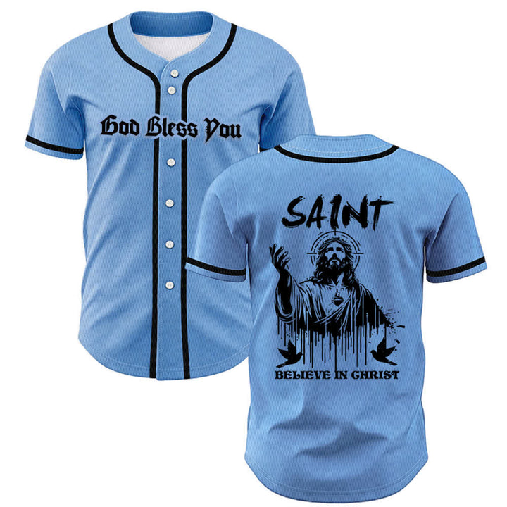 Christianartworkshop Maglia da baseball unisex "Saint Believe In Christ" - Blu - 5XL - image 28