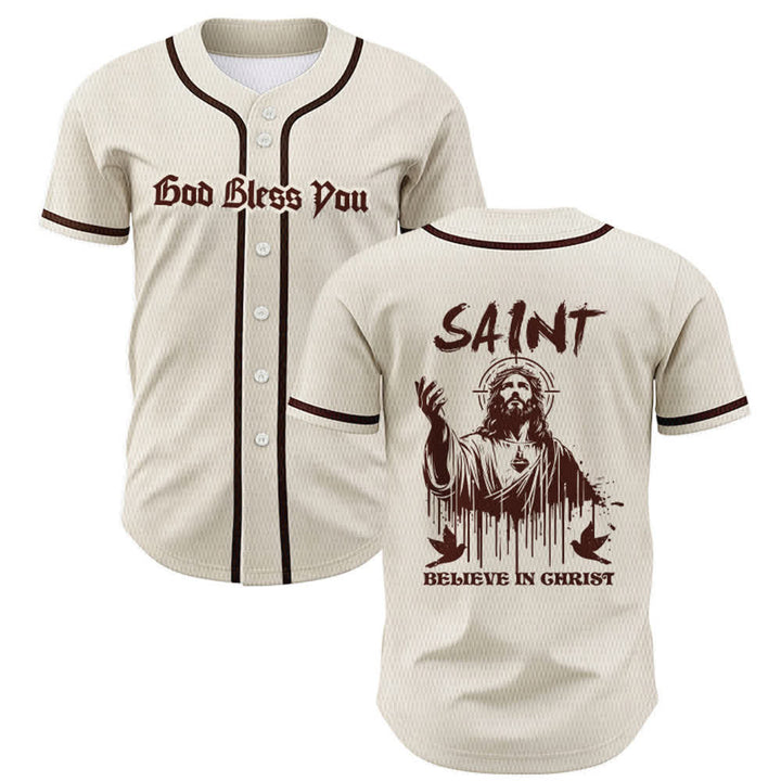 Christianartworkshop Maglia da baseball unisex "Saint Believe In Christ" - Albicocca - 5XL - image 49