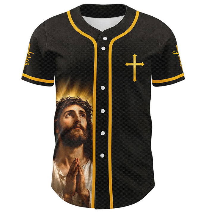 Christianartworkshop Cammina per fede, non per vista Maglia da baseball unisex con croce di Gesù - image 1