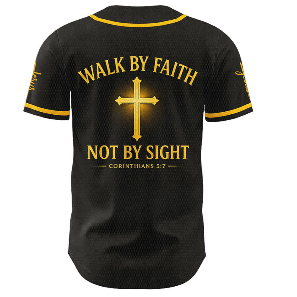 Christianartworkshop Cammina per fede, non per vista Maglia da baseball unisex con croce di Gesù - image 2