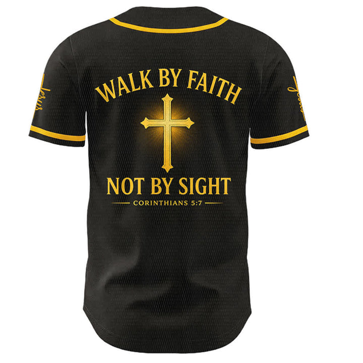 Christianartworkshop Cammina per fede, non per vista Maglia da baseball unisex con croce di Gesù - image 2