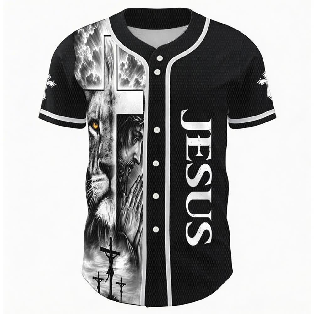 Christianartworkshop Leone Croce Gesù Fede Maglia da baseball unisex personalizzata con nome e numero personalizzati Nome Numero - image 2