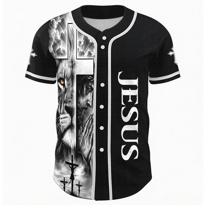 Christianartworkshop Leone Croce Gesù Fede Maglia da baseball unisex personalizzata con nome e numero personalizzati Nome Numero - image 2