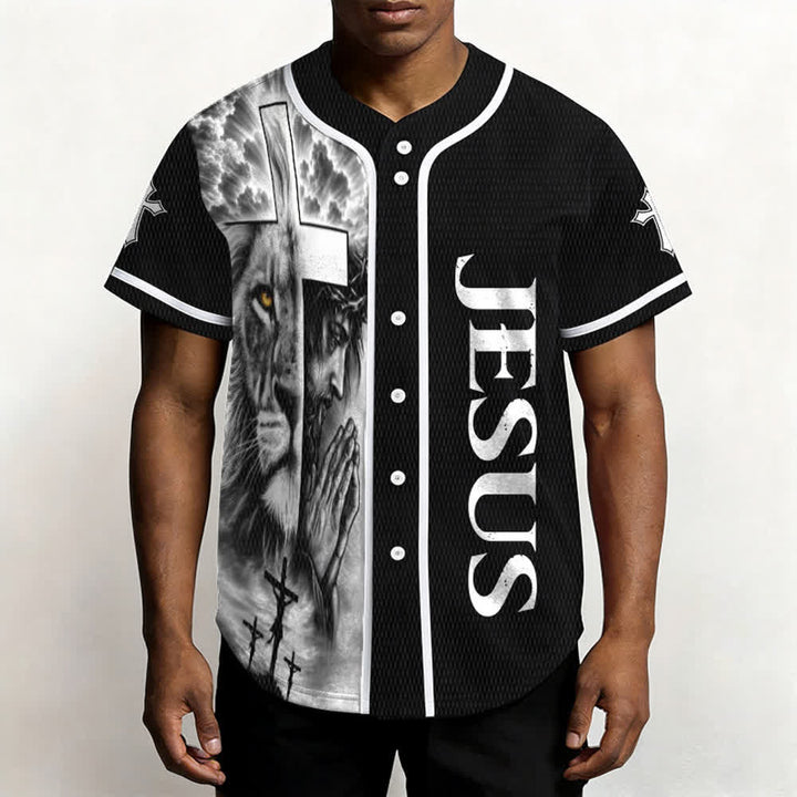 Christianartworkshop Leone Croce Gesù Fede Maglia da baseball unisex personalizzata con nome e numero personalizzati Nome Numero - image 6