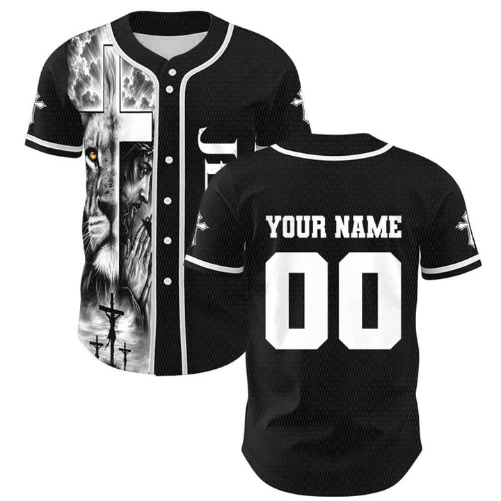 Christianartworkshop Leone Croce Gesù Fede Maglia da baseball unisex personalizzata con nome e numero personalizzati Nome Numero - image 1