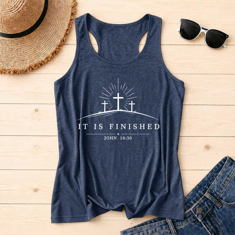 Canotta Christianartworkshop Classic Faith It Is Finished Cross - Blu navy - 2XL - image 8