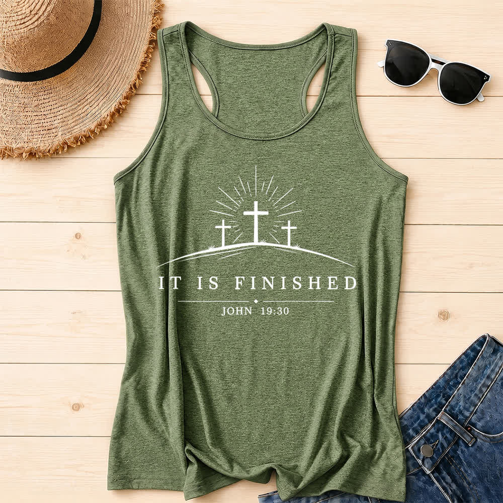 Canotta Christianartworkshop Classic Faith It Is Finished Cross - Verde oliva - 2XL - image 10