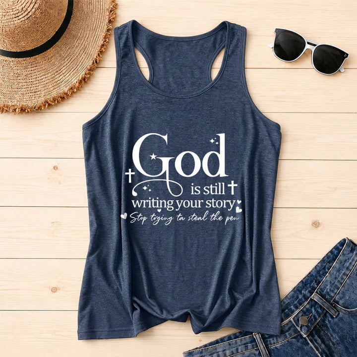Christianartworkshop Dio sta ancora scrivendo la tua storia Canotta da allenamento cristiana con spalline incrociate - Blu navy - 2XL - image 15