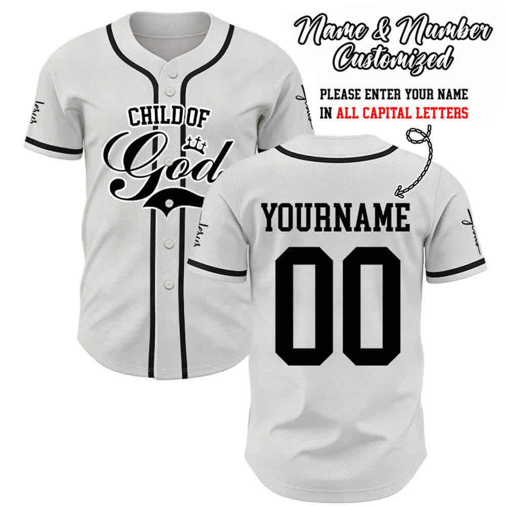 Christianartworkshop Child Of God Maglia da baseball unisex personalizzata con nome e numero - Bianco - 5XL - Nome & Numero personalizzati - image 0