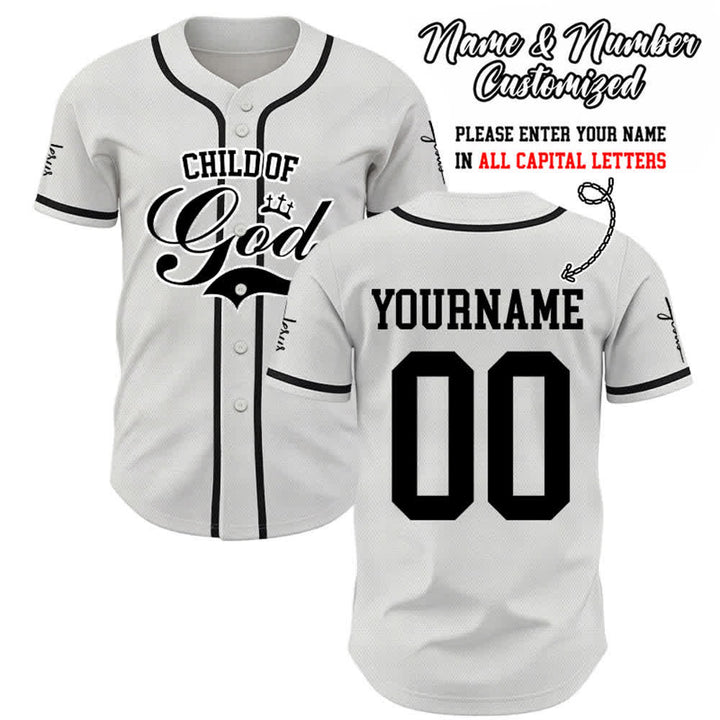 Christianartworkshop Child Of God Maglia da baseball unisex personalizzata con nome e numero - Bianco - 5XL - Nome & Numero personalizzati - image 0