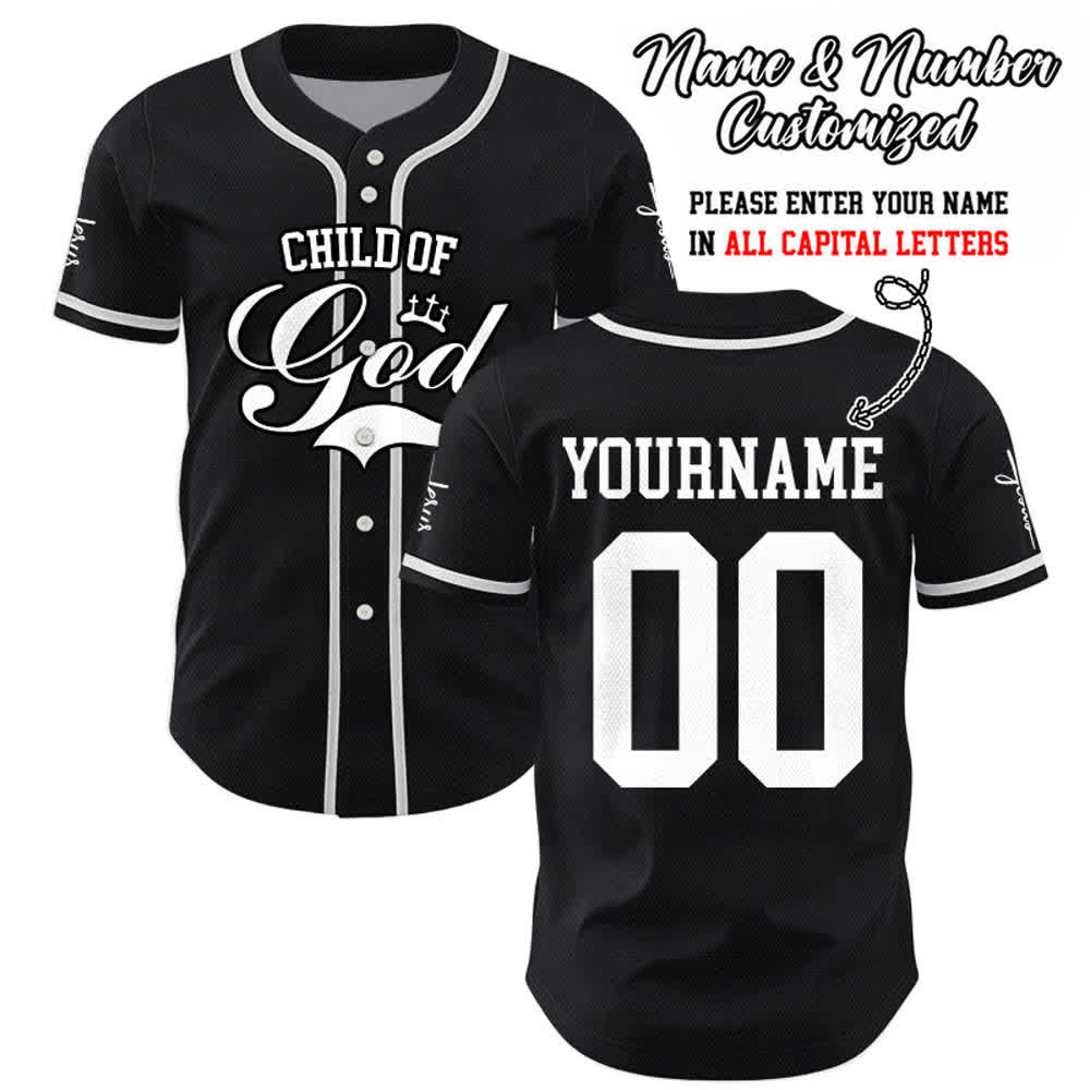 Christianartworkshop Child Of God Maglia da baseball unisex personalizzata con nome e numero - Nero - 5XL - Nome & Numero personalizzati - image 8