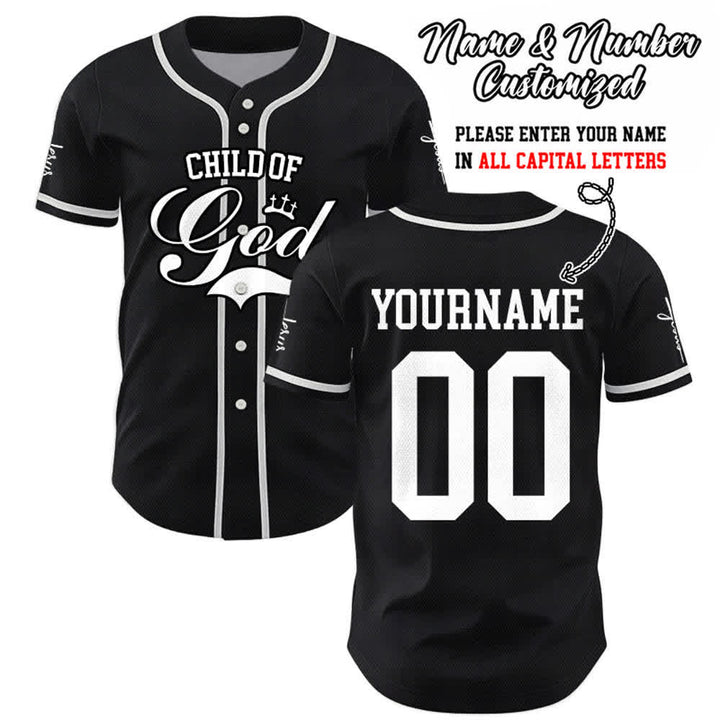 Christianartworkshop Child Of God Maglia da baseball unisex personalizzata con nome e numero - Nero - 5XL - Nome & Numero personalizzati - image 8