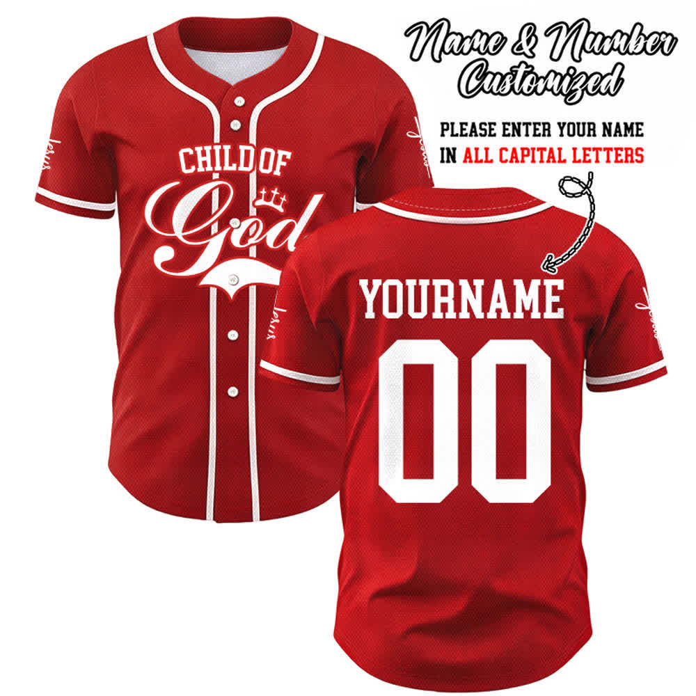 Christianartworkshop Child Of God Maglia da baseball unisex personalizzata con nome e numero - Rosso - 5XL - Nome & Numero personalizzati - image 16