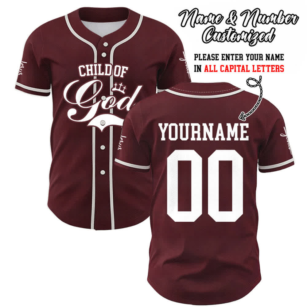 Christianartworkshop Child Of God Maglia da baseball unisex personalizzata con nome e numero - Vino - 5XL - Nome & Numero personalizzati - image 24