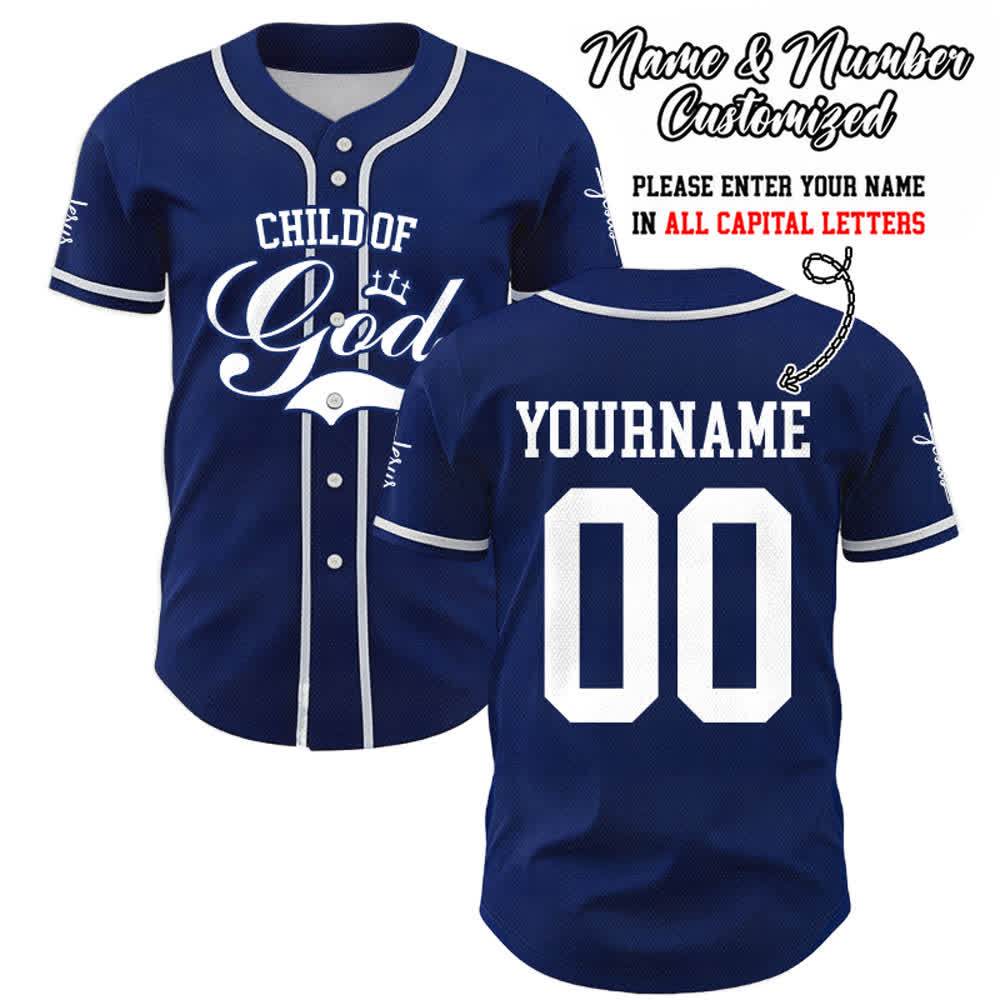 Christianartworkshop Child Of God Maglia da baseball unisex personalizzata con nome e numero - Blu navy - 5XL - Nome & Numero personalizzati - image 40