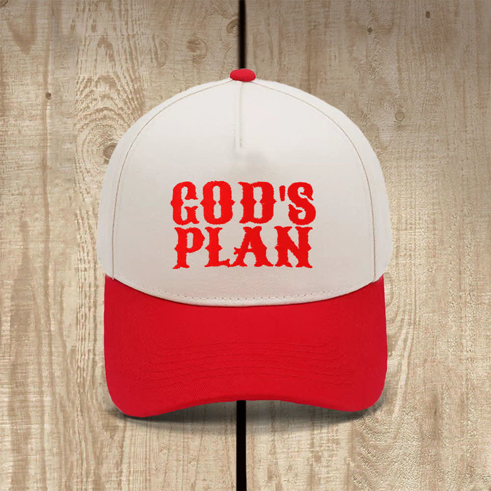 Christianartworkshop Cappello casual classico con stampa a lettere in grassetto "God's Plan" - Rosso - image 2