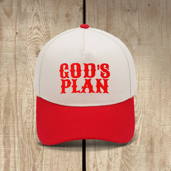 Christianartworkshop Cappello casual classico con stampa a lettere in grassetto "God's Plan" - Rosso - image 2
