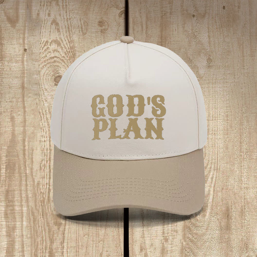 Christianartworkshop Cappello casual classico con stampa a lettere in grassetto "God's Plan" - Cachi - image 4