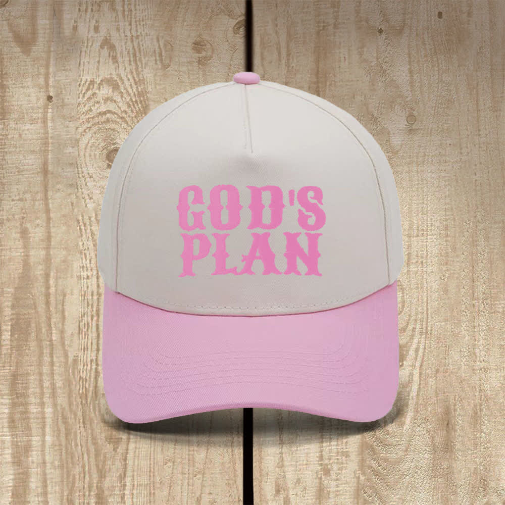 Christianartworkshop Cappello casual classico con stampa a lettere in grassetto "God's Plan" - Rosa - image 3